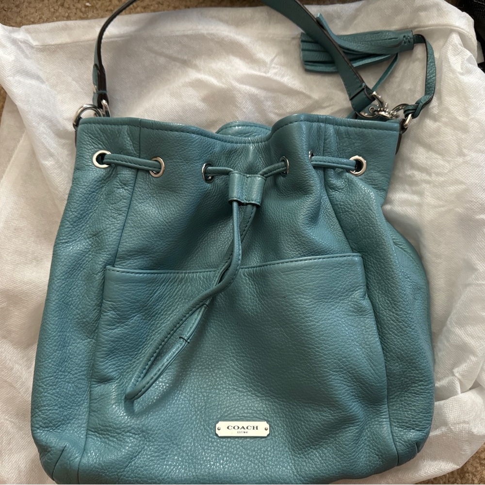 Coach Teal Leather Shoulder Bag